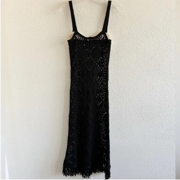 Zara Knit Flapper Midi Dress Black White Flower - Picture 5 of 10